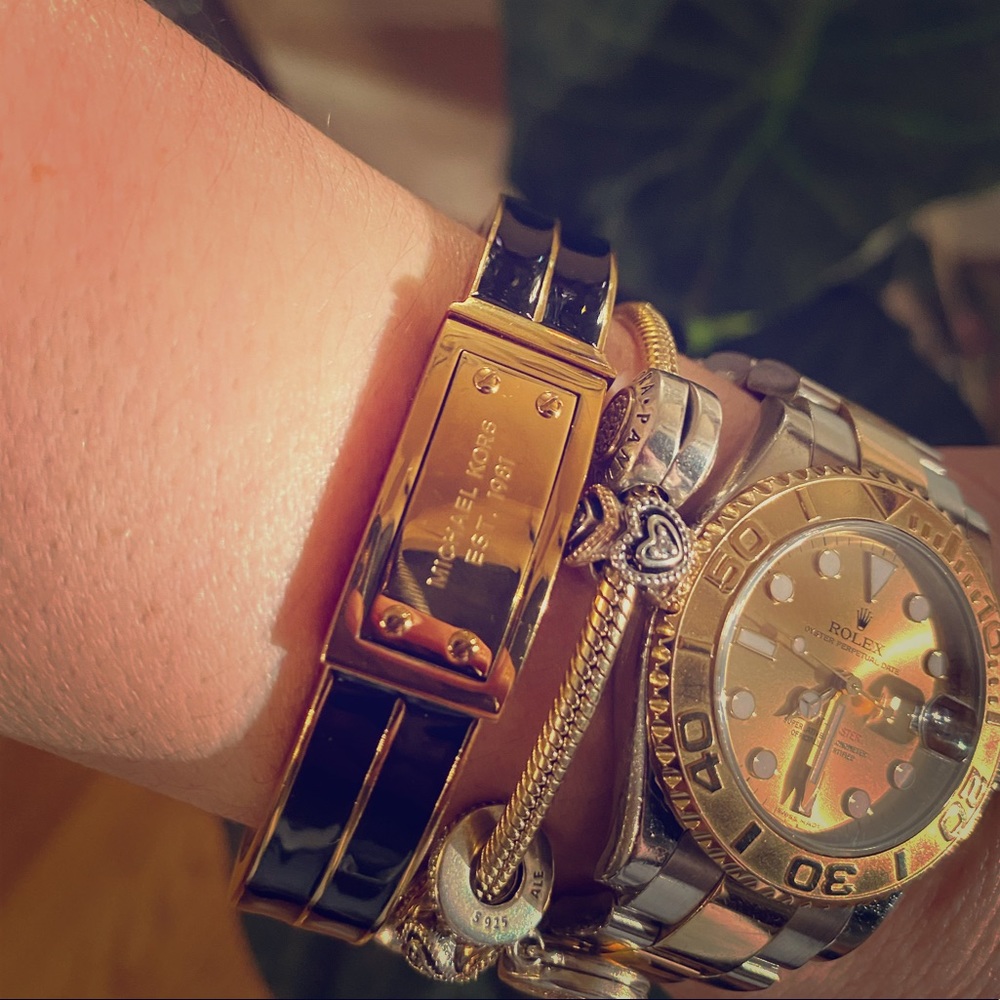 Michael Kors black and Gold tone bangle bracelet